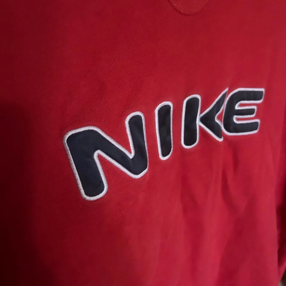 Vintage Nike Center Logo Swoosh Red Stitch Spell Out Sweatshirt Retro XXL - Picture 2 of 6